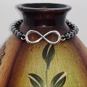 Hematite infinity beaded bracelet